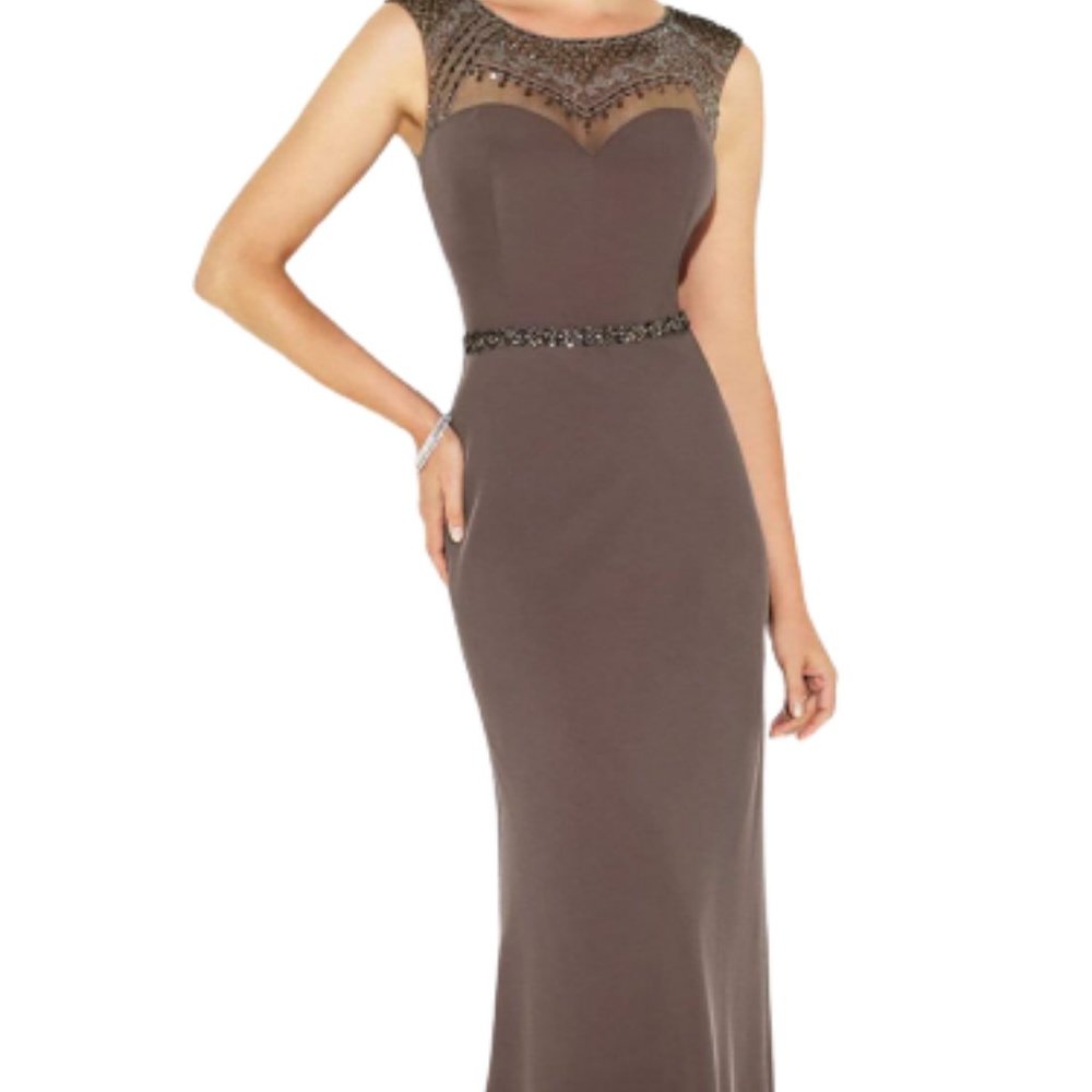 NWT Cameron Blake 117606 Mother of the Bride Dress Smokey Mink Size 6